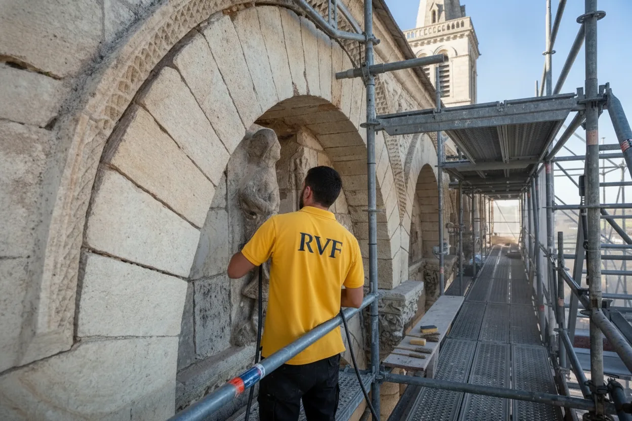 Nettoyage de monument historique à Seine-et-Marne